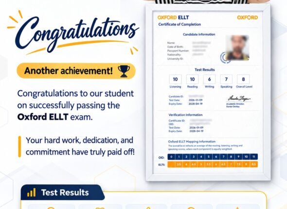 Learn to Skill Academy Student Achieves Oxford ELLT Level 8