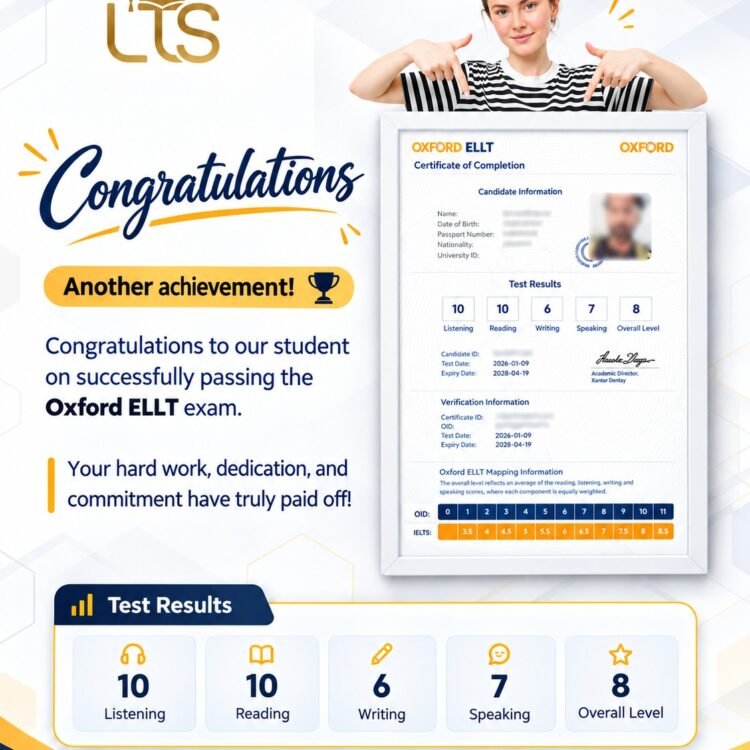 Learn to Skill Academy Student Achieves Oxford ELLT Level 8