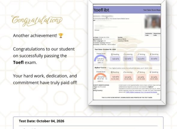 TOEFL iBT Success Story: Student Scores 100/120