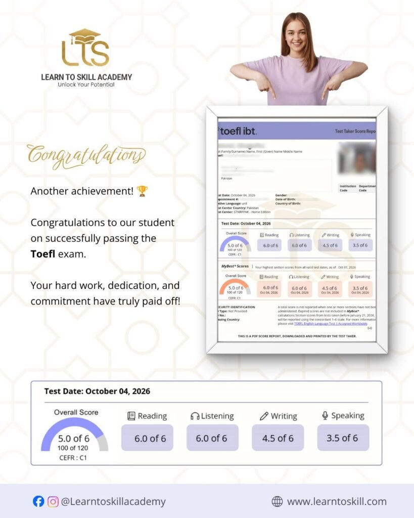 TOEFL iBT Success Story: Student Scores 100/120