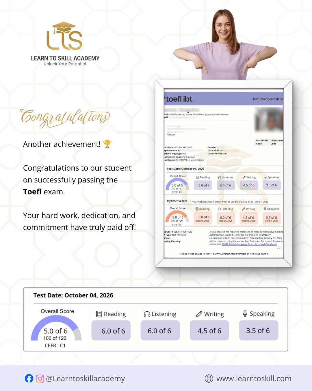 TOEFL iBT Success Story: Student Scores 100/120